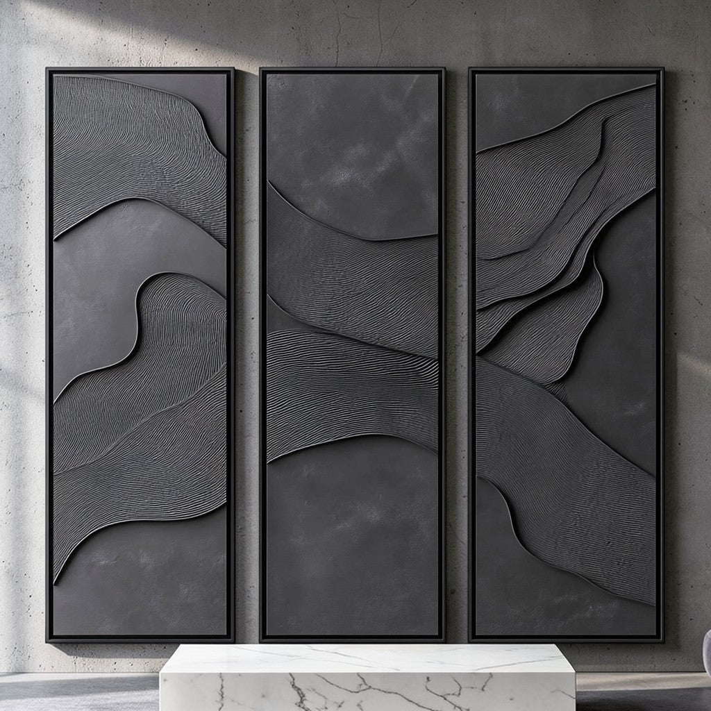 Ruviy Wall Art - High-Density Brushed Aluminum - Professional Grade Visual Integrity - Minimalist Geometric Abstract - Floating Mount - Charcoal & Silver