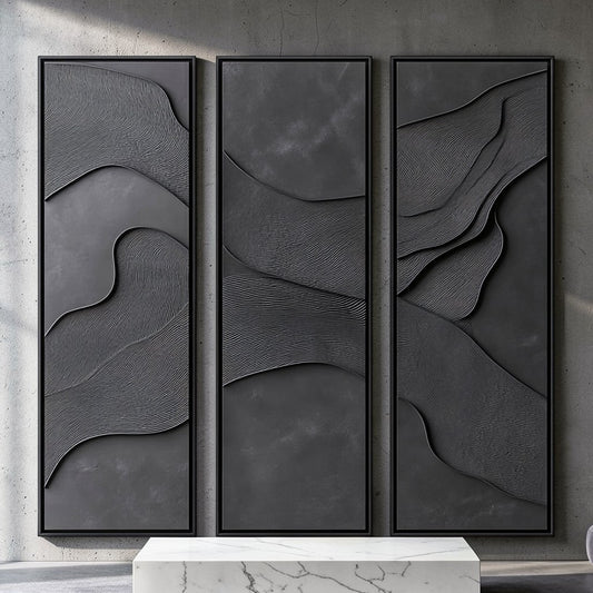 Ruviy Wall Art - High-Density Brushed Aluminum - Professional Grade Visual Integrity - Minimalist Geometric Abstract - Floating Mount - Charcoal & Silver