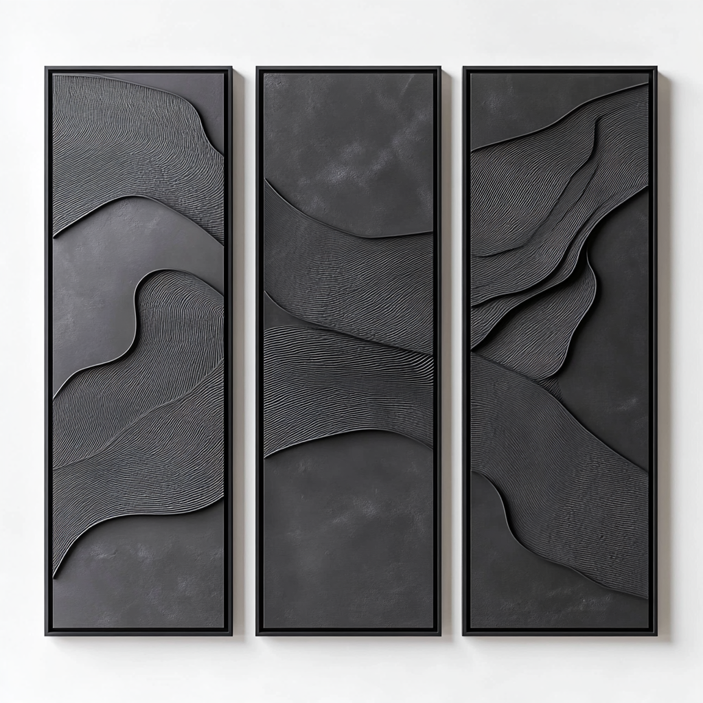 Ruviy Wall Art - High-Density Brushed Aluminum - Professional Grade Visual Integrity - Minimalist Geometric Abstract - Floating Mount - Charcoal & Silver