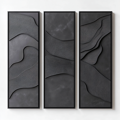 Ruviy Wall Art - High-Density Brushed Aluminum - Professional Grade Visual Integrity - Minimalist Geometric Abstract - Floating Mount - Charcoal & Silver