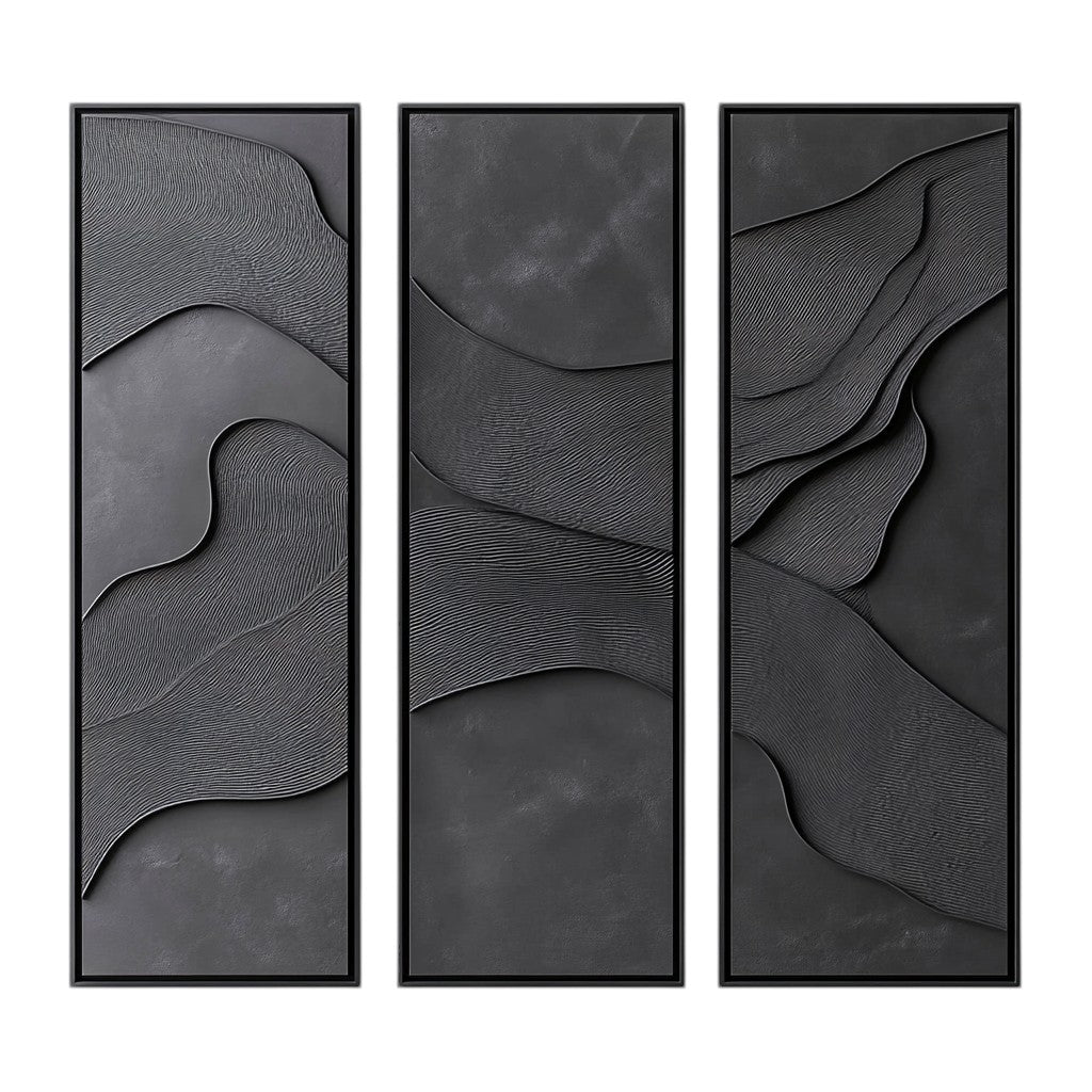 Ruviy Wall Art - High-Density Brushed Aluminum - Professional Grade Visual Integrity - Minimalist Geometric Abstract - Floating Mount - Charcoal & Silver