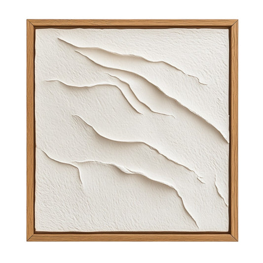 Ruviy Wall Decor - 100% Natural Sustainable Linen - Professional Grade Fiber Integrity - Minimalist Relief Art - Solid Oak Frame - Heritage Series