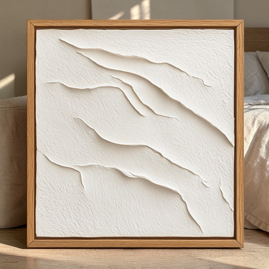 Ruviy Wall Decor - 100% Natural Sustainable Linen - Professional Grade Fiber Integrity - Minimalist Relief Art - Solid Oak Frame - Heritage Series